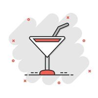 alcohol cocktail icoon in grappig stijl. drinken glas vector tekenfilm illustratie Aan wit geïsoleerd achtergrond. martini vloeistof bedrijf concept plons effect.