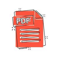 pdf icoon in grappig stijl. document tekst vector tekenfilm illustratie Aan wit geïsoleerd achtergrond. archief plons effect bedrijf concept.