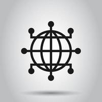 globaal netwerk icoon in vlak stijl. cyber wereld vector illustratie Aan geïsoleerd achtergrond. aarde bedrijf concept.
