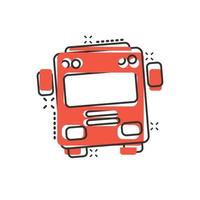 bus icoon in grappig stijl. trainer auto tekenfilm vector illustratie Aan wit geïsoleerd achtergrond. autobus plons effect bedrijf concept.