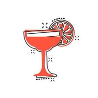 alcohol cocktail icoon in grappig stijl. drinken glas vector tekenfilm illustratie Aan wit geïsoleerd achtergrond. martini vloeistof bedrijf concept plons effect.