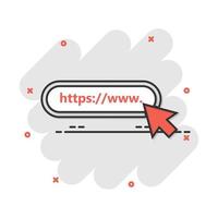 tekenfilm gekleurde Gaan naar web icoon in grappig stijl. wereldbol zoeken illustratie pictogram. www url teken plons bedrijf concept. vector