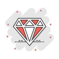 vector tekenfilm diamant juweel edelsteen icoon in grappig stijl. diamant edelsteen illustratie pictogram. sieraden briljant bedrijf plons effect concept.