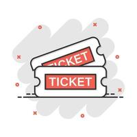 bioscoop ticket icoon in grappig stijl. toegeven een coupon Ingang vector tekenfilm illustratie pictogram. ticket bedrijf concept plons effect.