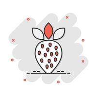 vector tekenfilm aardbei fruit icoon in grappig stijl. rijp BES teken illustratie pictogram. aardbei bedrijf plons effect concept.