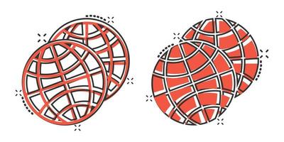 aarde planeet icoon in grappig stijl. wereldbol geografisch tekenfilm vector illustratie Aan wit geïsoleerd achtergrond. globaal communicatie plons effect bedrijf concept.