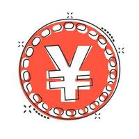 vector tekenfilm yen, yuan geld valuta icoon in grappig stijl. yen munt concept illustratie pictogram. Azië geld bedrijf plons effect concept.