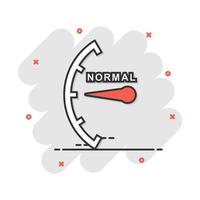 tekenfilm normaal niveau icoon in grappig stijl. snelheidsmeter, snelheidsmeter teken illustratie pictogram. risico meter plons bedrijf concept. vector