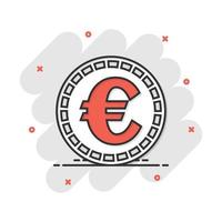 vector tekenfilm euro munten icoon in grappig stijl. geld munt teken illustratie pictogram. euro contant geld bedrijf plons effect concept.