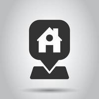 huis pin icoon in vlak stijl. huis navigatie vector illustratie Aan wit geïsoleerd achtergrond. bevind zich positie bedrijf concept.