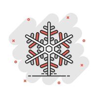vector tekenfilm sneeuwvlok icoon in grappig stijl. winter teken illustratie pictogram. sneeuw vlok bedrijf plons effect concept.
