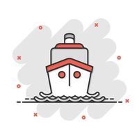 schip reis teken icoon in grappig stijl. lading boot vector tekenfilm illustratie Aan wit geïsoleerd achtergrond. vaartuig bedrijf concept plons effect.