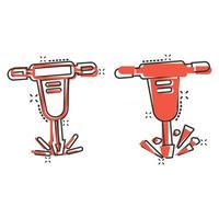 drilboor icoon in grappig stijl. slopen pakket vector illustratie Aan wit geïsoleerd achtergrond. vernietigen plons effect bedrijf concept.