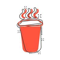 koffie, thee kop icoon in grappig stijl. koffie mok vector tekenfilm illustratie pictogram. drinken bedrijf concept plons effect.