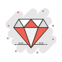 vector tekenfilm diamant juweel edelsteen icoon in grappig stijl. diamant edelsteen illustratie pictogram. sieraden briljant bedrijf plons effect concept.