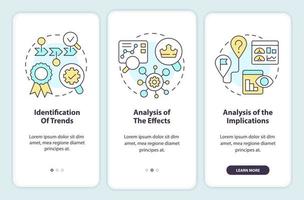 neiging beheer omvat onboarding mobiel app scherm. handel walkthrough 3 stappen bewerkbare grafisch instructies met lineair concepten. ui, ux, gui sjabloon vector