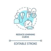 verminderen aan het leren kromme turkoois concept icoon. gebruik makend van bekendheid voordeel in ux abstract idee dun lijn illustratie. geïsoleerd schets tekening. bewerkbare beroerte vector