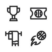 basketbal pictogrammen set. trofee, ticket, handdoek, schieten bal. perfect voor website mobiel app, app pictogrammen, presentatie, illustratie en ieder andere projecten vector