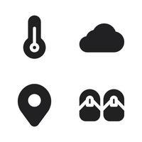 zomer vakantie pictogrammen set. thermometer, wolk, pin, slippers . perfect voor website mobiel app, app pictogrammen, presentatie, illustratie en ieder andere projecten vector
