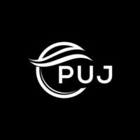 puj brief logo ontwerp Aan zwart achtergrond. puj creatief cirkel logo. puj initialen brief logo concept. puj brief ontwerp. vector