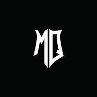 mq monogram brief logo lint met schild stijl geïsoleerd Aan zwart achtergrond vector