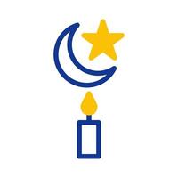 kaars icoon duotoon blauw geel stijl Ramadan illustratie vector element en symbool perfect.