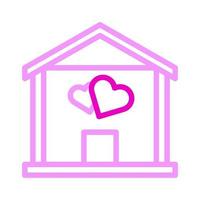 huis icoon duokleur roze stijl Valentijn illustratie vector element en symbool perfect.