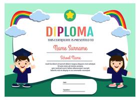 Kleuterschool diploma sjabloon Vector