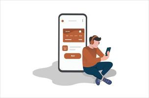 online winkelen. betaald voor mobiel bankieren, online bestellen vlak vector illustratie. internet op te slaan