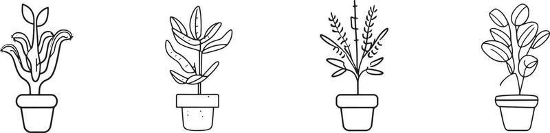 minimalistische verzameling van hand getekend thuisplant potten in vlak ontwerp vector