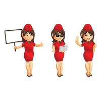 vliegende bedienden stewardess set vector