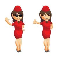 vliegende bedienden stewardess set vector