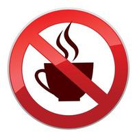 warme dranken zijn niet toegestaan. geen koffiekopje pictogram. rood verbod rond vormbord vector