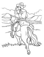 cowboy te paard rijden kleur bladzijde voor kinderen vector