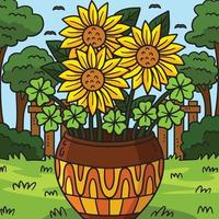 st. patricks dag zon bloem gekleurde tekenfilm vector