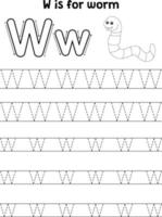 worm dier traceren brief abc kleur bladzijde w vector