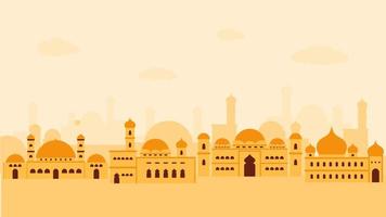 vier groot moskee Aan de woestijn voor Ramadan concept. vector