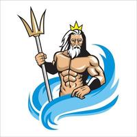 Poseidon mascotte sport logo stijl vector