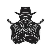 zwart silhouet van cowboy vector