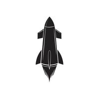 zwart silhouet van raket lancering vector