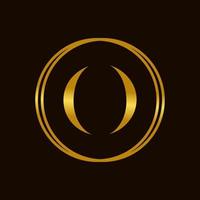 elegant eerste O gouden cirkel logo vector