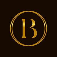 elegant eerste b gouden cirkel logo vector
