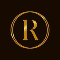 elegant eerste r gouden cirkel logo vector