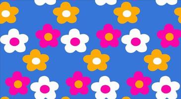 multi kleur schattig bloemen met naadloos patroon achtergronden zijn roze wit oranje kleur Aan blauw achtergrond vector