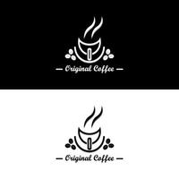 klein kop mok en koffie Boon hagelslag in de omgeving van het in driehoek vorm voor klassiek koffie winkel logo vector