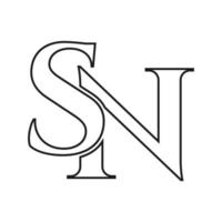 brief NS logo. sn logotype luxe symbool vector