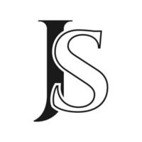 brief js logo. sj logotype luxe symbool vector