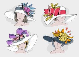 Vintage Kentucky Derby Hat Hand getrokken vectorillustratie vector