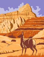 Badlands National Park in South Dakota WPA poster art vector