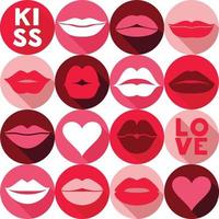valentijn achtergrondpatroon met lippen. pop-artstijl backround in roze vector